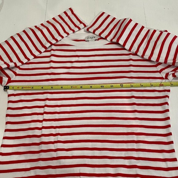 J.CREW Women's Oska Stripe White and Red with 3 Gold Button-shoulder Tee Size M - Picture 8 of 11